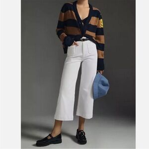 Anthropologie Pilcro The Skipper Seamed High Rise Cropped Wide Leg Jean 31 Petit